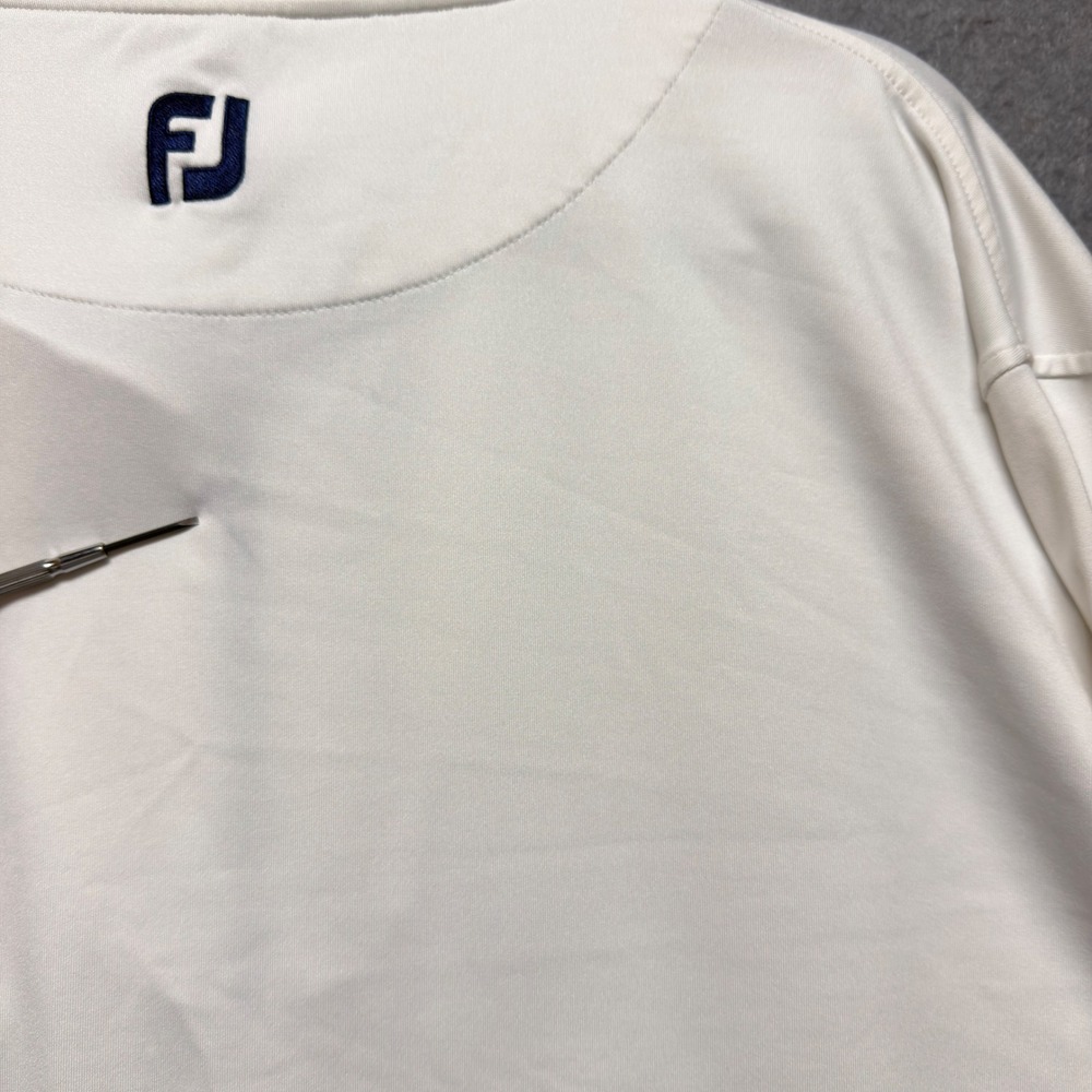 FootJoy Mens White Quarter Zip Golf Pullover Heron Embroidery Large XL 27x30 - Picture 10 of 10